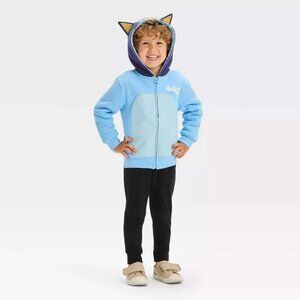 BLUEY Toddler Faux Shearling Hood Cosplay Fleece Zip-Up Sweatshirt